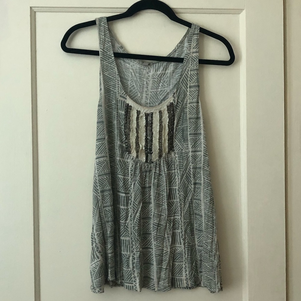 Eoote Boho Gem Tank from Urban Outfitters with Sequin and Ruffle Appliqué M